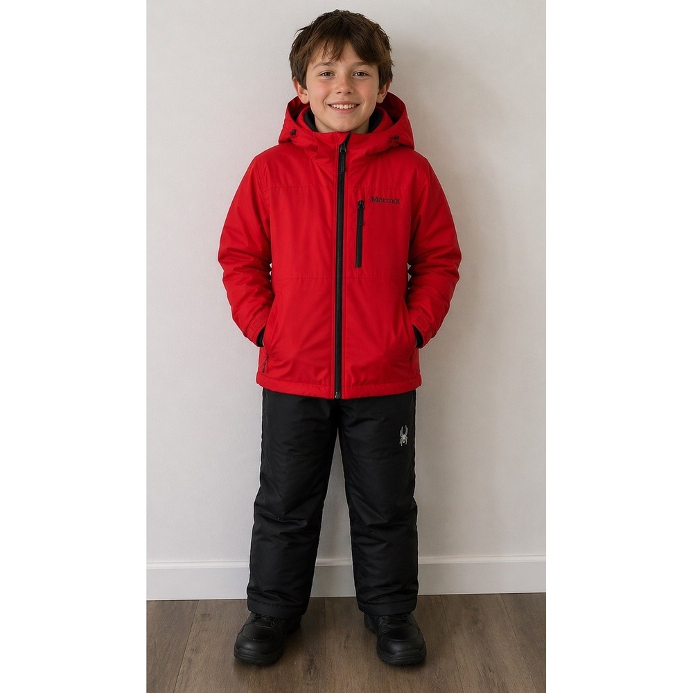 Marmot Snowline Insulated Jacket Kids XL Red Hooded Waterproof Coat M16356 Youth